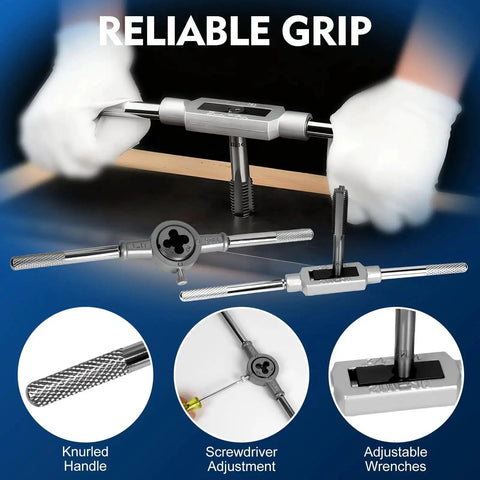 80 Piece Metric Tap And Die Set M3 Through M12 With Long Handled Tap Wrench T Handle Wrenches Adjustable Die Wrench Thread Pitch