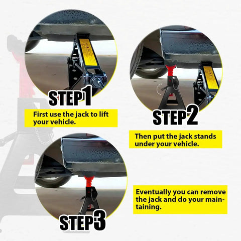 Step-by-step instructions for using 6 Ton Adjustable Jack Stands With Double Pin Locking And Rubber Pads For Garage