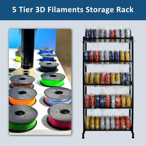 Heavy Duty 5 Tier Filament Storage Rack For 3D Printing Pros With Large Capacity Holds 40 Plus 1Kg Spools display
