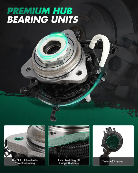 Pair Front Wheel Hub Bearing Assembly With ABS For Ford Ranger And Mazda B4000 1998 1999 2000 5-Lug 4WD 4-Wheel ABS Close-up