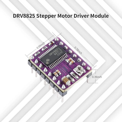 DRV8825 Stepper Driver Module for 3D Printers and Robotics, 45V 2.5A Bipolar Motor Driver with One Thirty Second Microstepping, module view