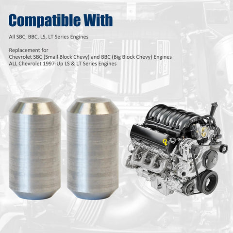 Two Piece Bellhousing Alignment Dowel Pins Set For LS LT Small Block And Big Block V8 Engines To Transmission Replacement Fits 4.3L 4.8L 5.3L 6.0L 6.2L LS1 LS3 And More, showing stainless steel pins with engine compatibility