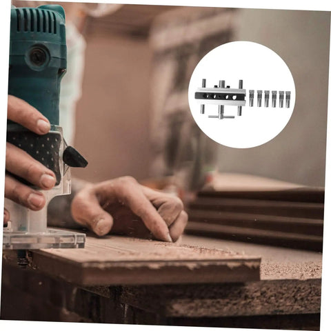 Self Centering Dowel Jig For Woodworking And Furniture Making, Handy Drill Locator with Six Hardened Steel Bushings in use