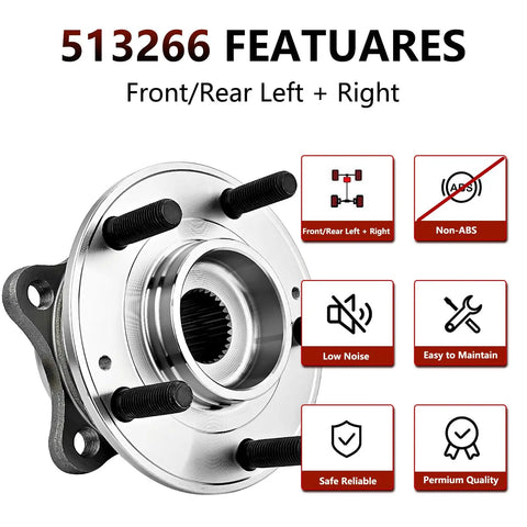 Front Or Rear Wheel Hub Bearing For 2007 Through 2014 Hyundai Santa Fe, 2007 Through 2012 Hyundai Veracruz, 2013 Through 2014 Santa Fe Sport, And 2011 Through 2015 Kia Sorento Direct Fit Wheel Hub Assembly Plug And Play Easy Install And Durable