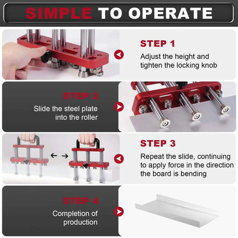 Instructions for using the Three Station Sheet Metal Bender Edge Roller For Standing Seam Roofing Tools Bends 0 To 90 Degrees