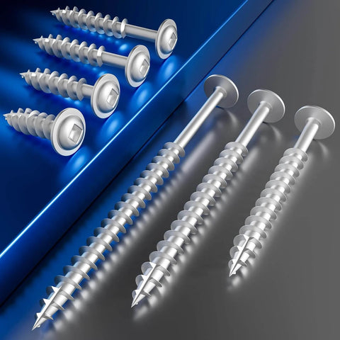 White Pocket Hole Screws Set Size Eight By Two And A Half Inch, Seventy Pieces, Self Tapping Wood Screws with Square Drive displayed