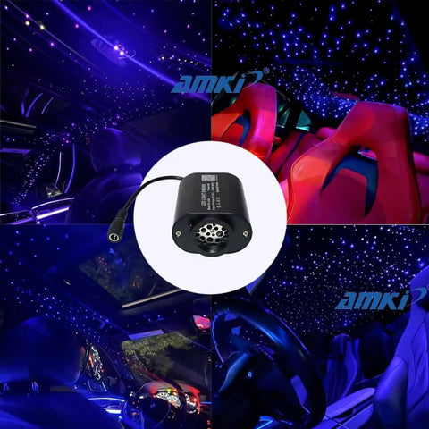 Mini 6W Starlight Headliner Kit With Twinkle And Sound Activated Fiber Optic Lights showcasing starry car interior effect