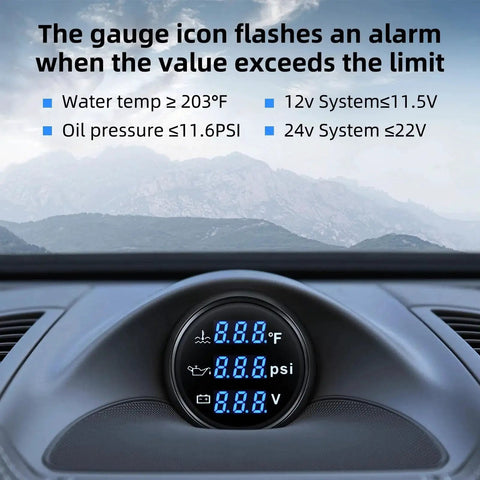 Triple Gauge Set 3 In 1 For Boats That Combines Oil Pressure Water Temperature And Voltmeter 52mm 2 Inch Marine Gauge Kit display