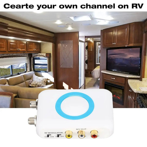 NTSC RF Modulator To RF Coaxial Converter Kit With AV Output for DIY CATV Setup in an RV living area