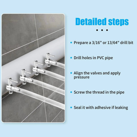 Installation of One Way Air Flow Valves 20 Pack For Aquarium And Hydroponics Systems, showing valve alignment on pipes.