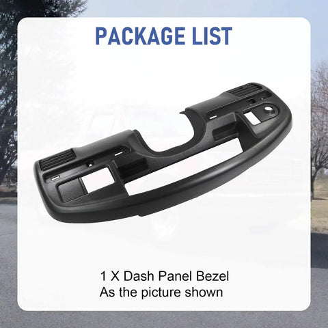 Diesel Instrument Dash Cluster Bezel for 1994-1997 Ford F-250 F-350 Super Duty, front view, black ABS plastic