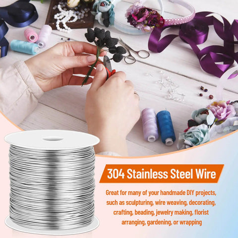 Hands working with 20 Gauge Stainless Steel Jewelry Wire, Tarnish Resistant 304 Stainless for DIY projects and crafts.