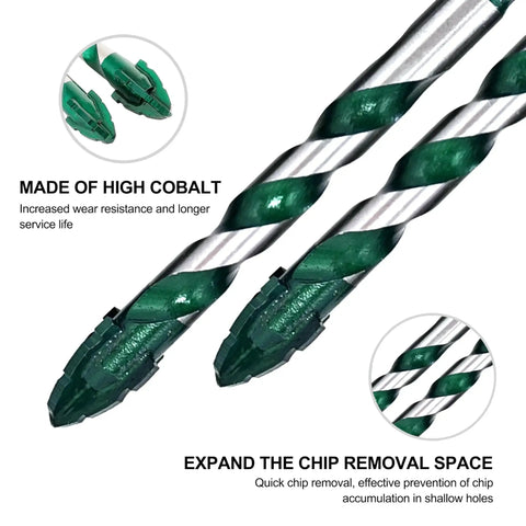 Close-up of Serrated Eccentric Masonry Drill Bit Set 10pcs Four Edge Concrete Drill Bits, focusing on high cobalt construction.