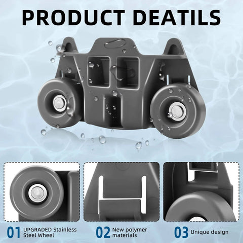 Lower Dishwasher Rack Wheel Kit W10195416V close-up showing stainless steel wheels and design features