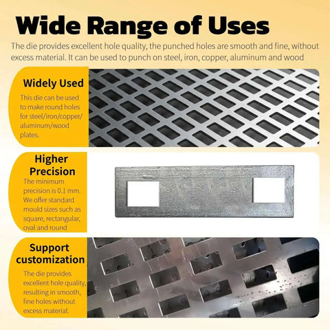 Wide range of uses for Rectangle Die For CH-70 Hydraulic Press Heavy Duty Metal Punch Die 15x20mm, steel, copper, aluminum, wood