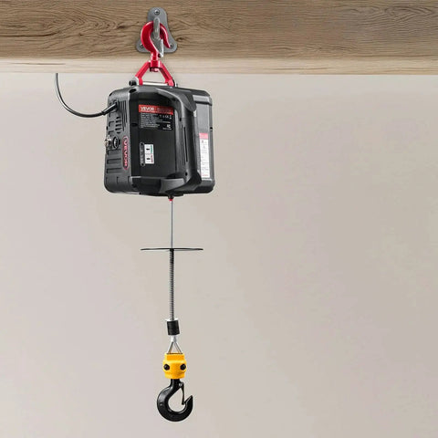 2 In 1 Electric Hoist Winch 1100 Lbs Capacity With 1500W Lift And 25 Ft Reach installed on ceiling