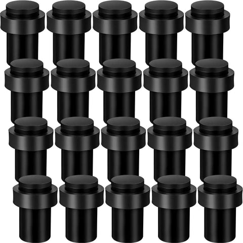 30 Pack Black Stainless Steel Door Stopper Floor Stops Cylindrical Rubber Bumpers For Bottom Or Top Of Doors, Wall Protector Durable Mounting Holders, Modern Decorative Door Accessories For Home Office And Commercial Use
