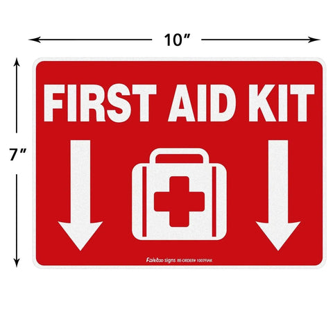 First Aid Kit Sticker Decal 10x7 Inches For Home School And Business 2 Pack Self Adhesive Vinyl Reflective UV Protected Waterproof Sign