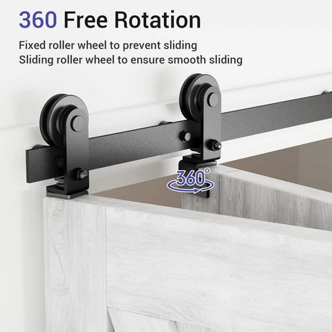 Heavy Duty 30 Inch Bi Folding Barn Door Hardware Kit For Two Doors Black Top Mount Track With Steel Rollers 330 Lb Capacity