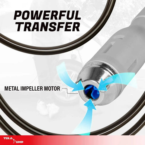 5th Gen Fuel Transfer Pump With Overfill Protection 2.7 GPM Universal Gas Can Adapter showing metal impeller motor