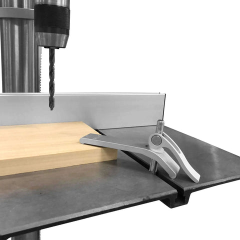 Cam Action T Track Quick Release Hold Down Clamp For Jigs, Fixtures And Shop Fences, 2 3 Eighths Inch Capacity on drill press