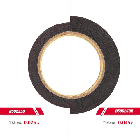 Heavy Duty Double Sided Tape 2 Inch By 15.4 Feet, VHB Mounting Foam Tape 0.025 Inch Thick Black 5925, roll comparison view
