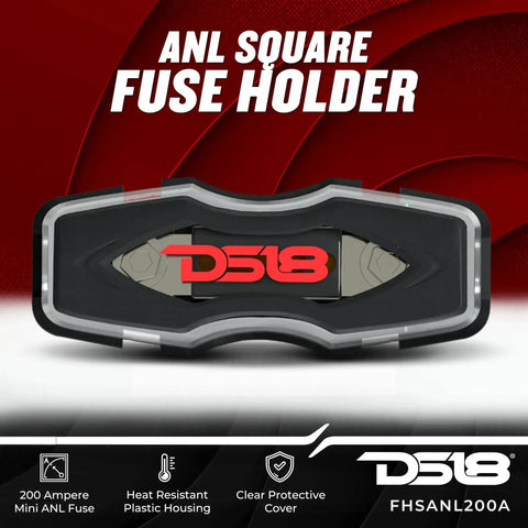 Square ANL Fuse Holder With 200 Amp Fuse Included For 0GA To 4GA Power Wiring Heavy Duty Car Audio Accessory Made In USA Built For Big Power And High Vibration Car Stereo Systems