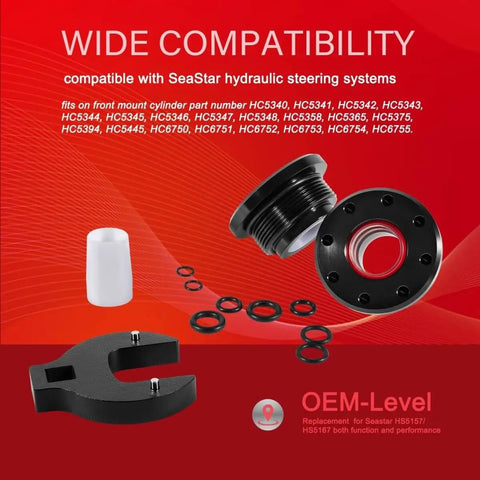 Front Mount Pro Grade Hydraulic Steering Cylinder Seal Kit With Pin Wrench For SeaStar HC5340 HC5341 HC5342 HC5343 HC5345