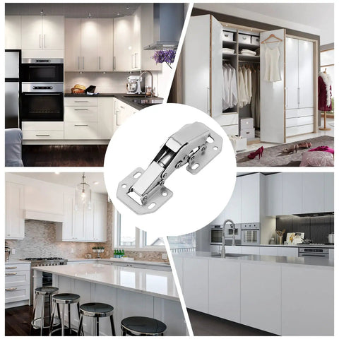 4 Pack Soft Close Damping Frameless Hidden Cabinet Hinges for Cupboard Doors with Easy Surface Mount Installation No Drilling