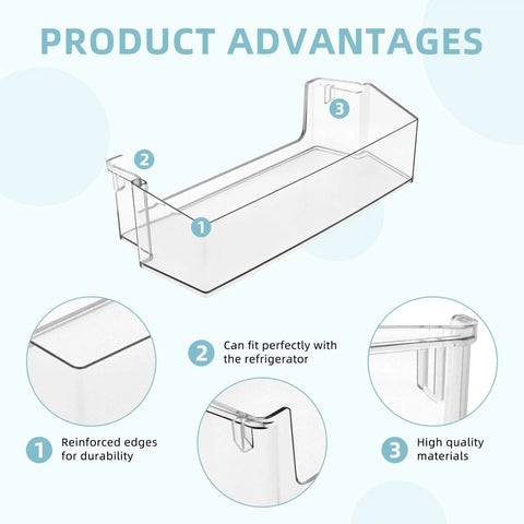 Right Refrigerator Door Shelf Bin Replacement For WRS311SDH WRS325SDH-BY Models, clear bin with reinforced edges and durability