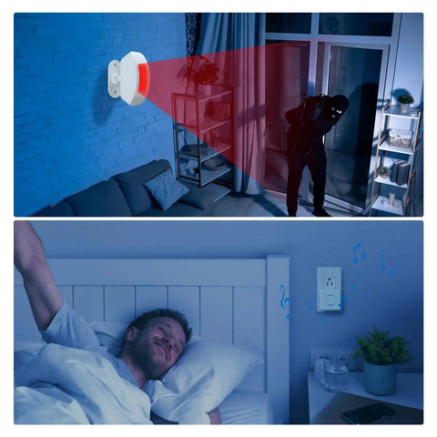 Wireless Pro Motion Sensor Alarm For Home Office And Store Security with LED light alerts at night