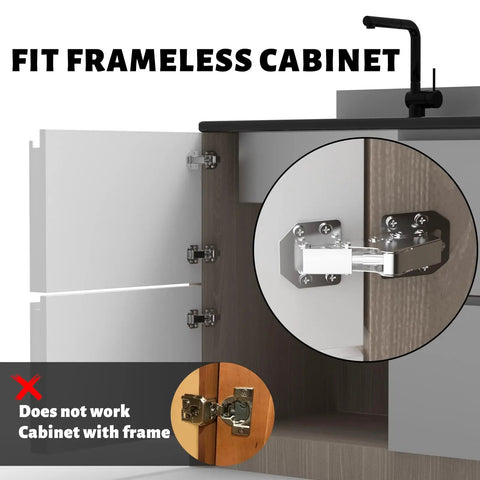 24 Pack Hidden Hinges Soft Close Surface Mount Concealed Cabinet Hinges For Frameless Kitchen Cabinets No Pre Drill Holes Easy Install