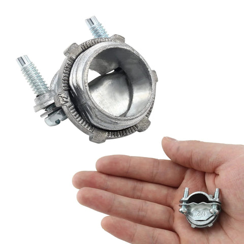 Kyuionty 1/2 in clamp-type cable connectors, zinc finish, set of four for metallic conduit wiring