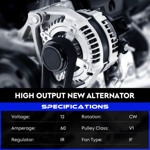 Alternator Replacement 12V 60A CW Drop-In Fit 2.4L 1985-1991 Pickup, 4Runner 2.4L 1985-1992 Auto, Celica 2.4L 1985