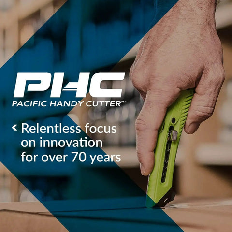 Person using Retractable Safety Cutter Pro Grade With Ergonomic Grip Built For Warehouse And Retail Cutting S4R By Pacific Handy Cutter