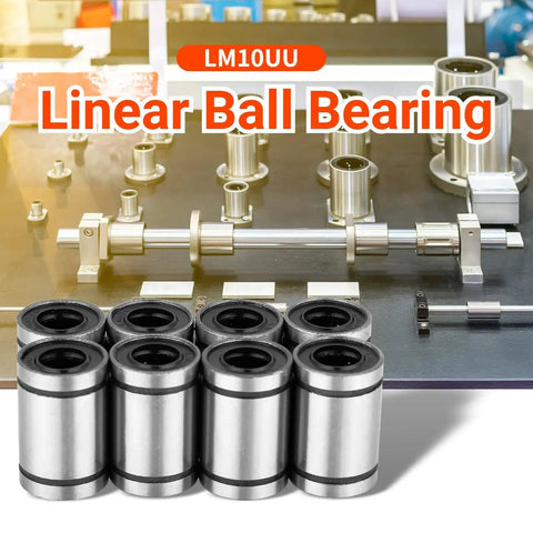 LM10UU Linear Bearing Set Eight Pieces 10mm Bore 19mm Outer Diameter 29mm Length For 3D Printers And CNC Machines