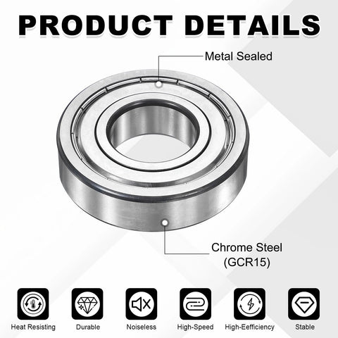 6012ZZ deep groove ball bearing, 60x95x18 mm, chrome steel GCR15, metal-sealed