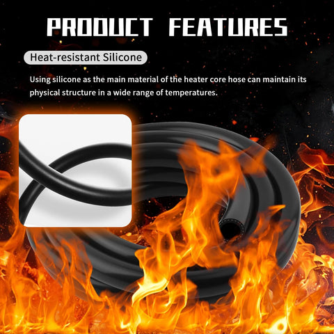9.84 ft silicone heater hose, 16 mm ID (5/8 in) and 24 mm OD, heat‑resistant automotive coolant/air hose