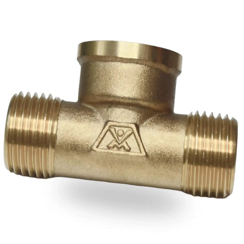 Brass Pipe Tee One Half Inch Male To One Half Inch Female To One Half Inch Male Three Way Connector for plumbing and garden use