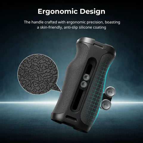 Ergonomic Mini Side Handle For Camera Cages With One Quarter Twenty Screws Grip Detail