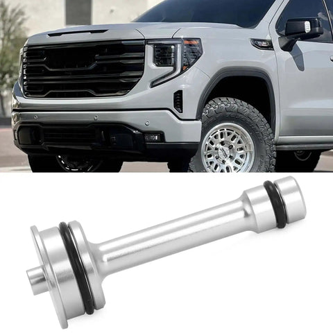 Transmission Bypass Plug Kit With Aluminum Thermostat And Buna O Rings For GM 6L80 6L90 And 8L90 Transmissions Silver, shown with GM truck