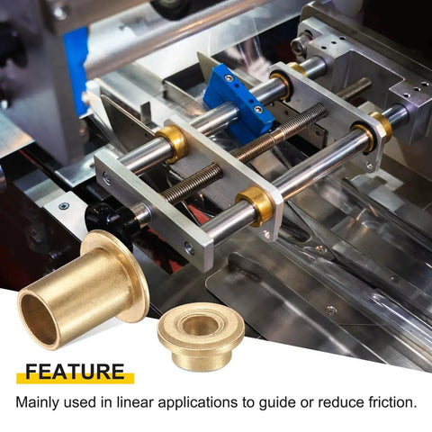 20 Pcs Flange Sleeve Bearings Set With 8mm Bore 10mm OD 6mm Length 15mm Flange Diameter And 1.2mm Flange Thickness Self Lubricating Sintered Bronze Bushing installed in machinery