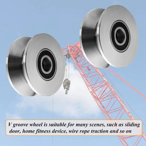 Heavy Duty Stainless Steel V Groove Gate Rollers With Bearings for sliding barn door track, 6.8 cm diameter, 2.2 cm groove width