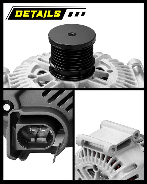 Close-up details of Upgraded Drop In 12V 180A CW Alternator For Sprinter 2500 And 3500 2007 To 2018 3.0L V6 MercedesBenz