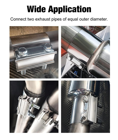 EVIL ENERGY 2.5 in exhaust clamp, stainless steel butt joint band for pipes and mufflers.