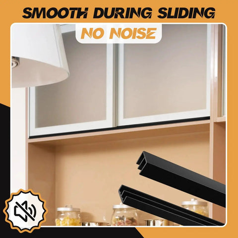 Plastic Sliding Door Track Set for Cabinets and Panel Doors, Double Rails Kit with 2 Upper and 2 Lower Tracks, in use