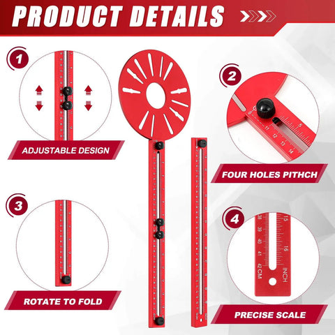 Product details showing All In One Router Milling Groove Bracket With Aluminum Alloy Construction And 4 In 1 Circle Cutting Jig