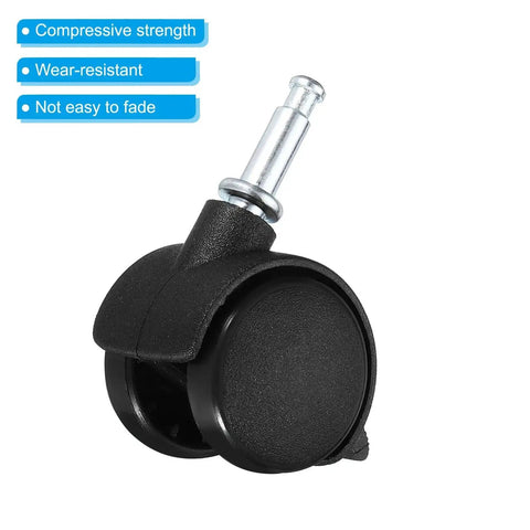 1 Inch Swivel Stem Casters With Brakes 8 Pack Nylon Wheels 360 Degree Insert Swivel Stem For Chairs And Furniture Replacement Black