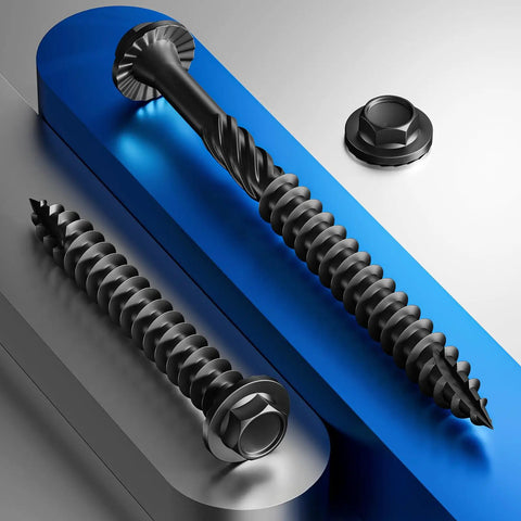 Heavy Duty Exterior Wood Lag Screws Set 43 Pieces 5.5x50mm Black Coated Hex Washer Head Rust Resistant for woodworking