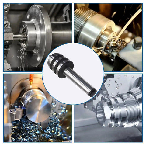 3MT Live Center 60 Degree Tailstock Center for Wood and Metal Lathes with 4000 RPM, 900 lbs max weight, shown in use.